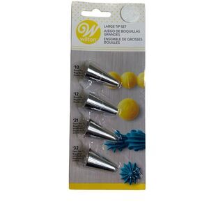 Wilton Large Decorating Tip Set 10 12 21 32 Cake Icing Piping Tips 4 Piece Set